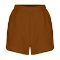 thumbnail image 6 of Bloomae Women Running Shorts Stretch Tummy Control Athletic Shorts Summer High Waisted Tennis Sporty Workout Gym Shorts Brown L, 6 of 8