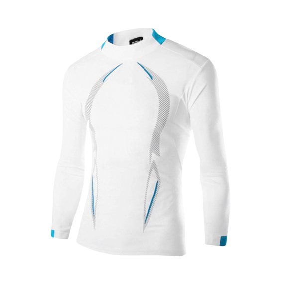Sunloudy Hombres Camisa Deportiva, Cuello Redondo Manga Larga Elástico Secado rápido Tops Fitness Running Ropa Casual Sunloudy moda