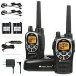 Midland GXT1000VP4 GMRS Two-Way Radio (50-Channel, Long Range, 142 Privacy Codes, SOS, NOAA, Rechargeable Nickle Battery, Black/Silver, 2-Pack)