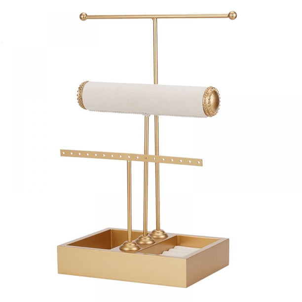 Soporte para joyería en forma de T, soporte para cadena, 3 varillas, soporte para cadena de árbol de joyería, soporte para reloj, soporte para pendientes, almacenamiento de joyas para cadenas,