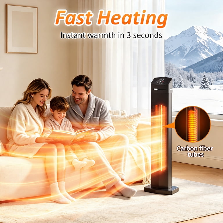 Airo Comfort 1500W 36.6" Tower Infrared Space Heater photo 3