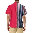 thumbnail image 3 of Lars Amadeus Men's Summer Striped Patchwork Short Sleeves Hawaiian Shirt, 3 of 6