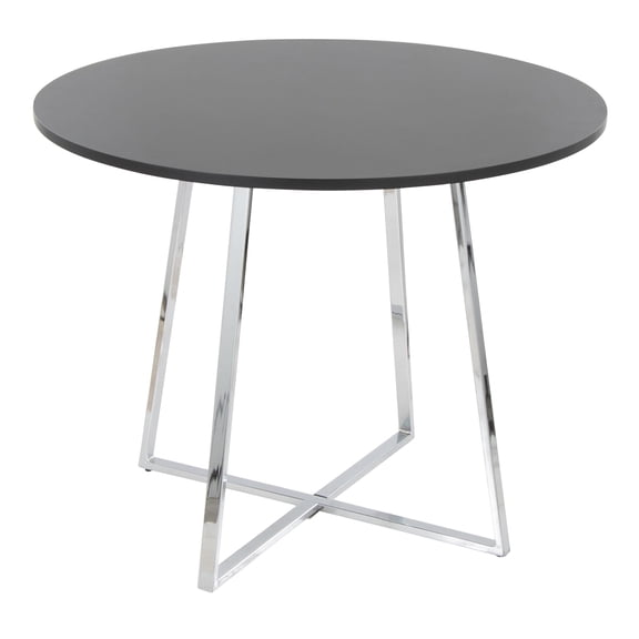 Cosmo Canary Dining Table, Dining Height Table, Small Dining Table for 4, Round Dinette Table, Wood Kitchen Table (Chrome Metal, Black MDF)