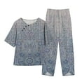 thumbnail image 2 of Linen&nbsp;Set&nbsp;for&nbsp;Women&nbsp;Summer,Womens Plus Size 2 Piece Boho Outfits Floral Print Cotton Linen Sets Casual Half Sleeve Top Wide Leg Pants, 2 of 4