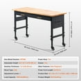 thumbnail image 4 of KFFKFF 60" Mobile Workstation, Oak Wood, 1500 lbs Capacity, Includes Drawer, Electrical Outlets, Casters, and Pegboard for Organized Workspace in Garage, Workshop, or Home Office, 4 of 9
