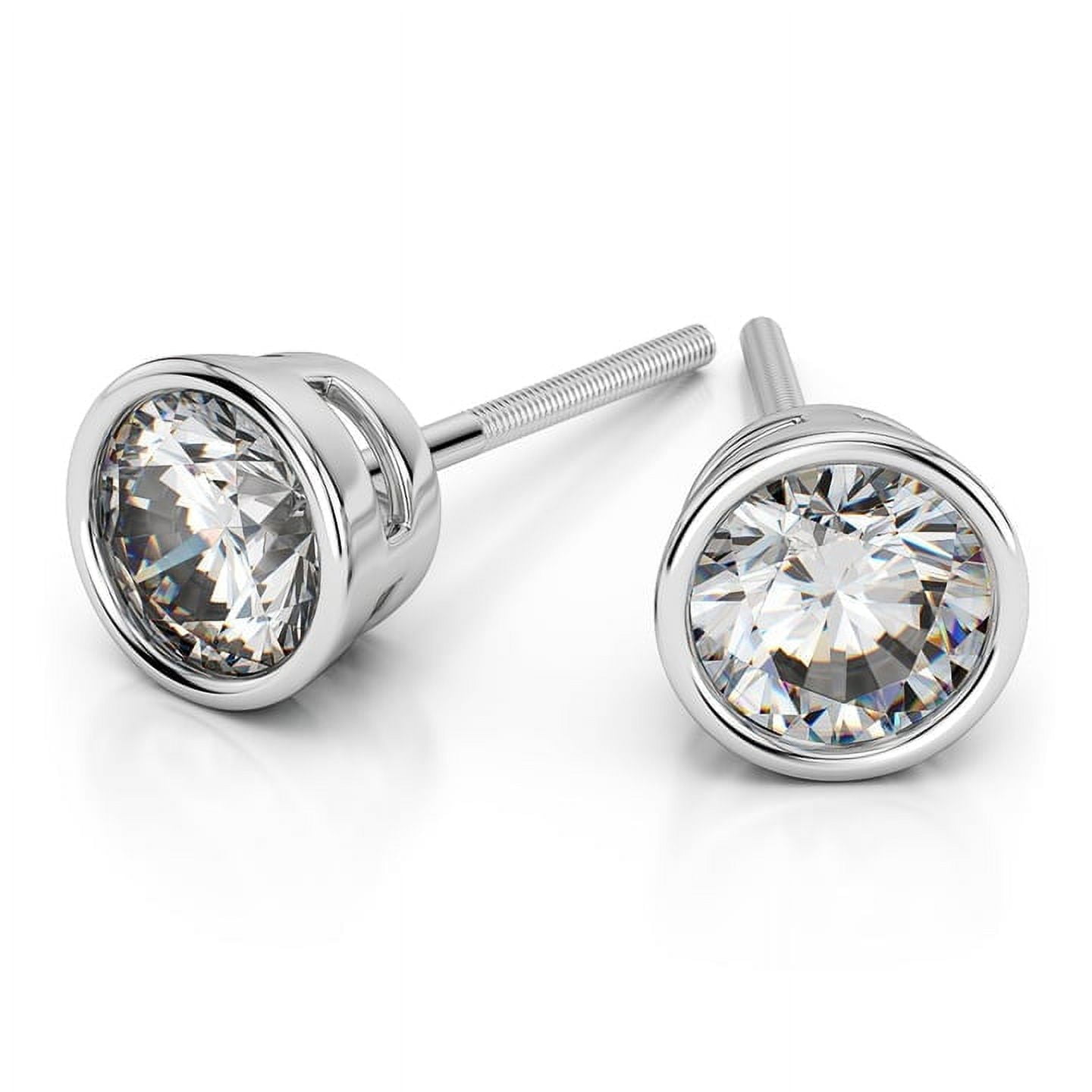 Diamondcapitals 4 Carat Beautiful Round Moissanite Diamond Stud Earrings Bezel setting Screw Back In 14K White Gold Plated over Silver Female Walmart