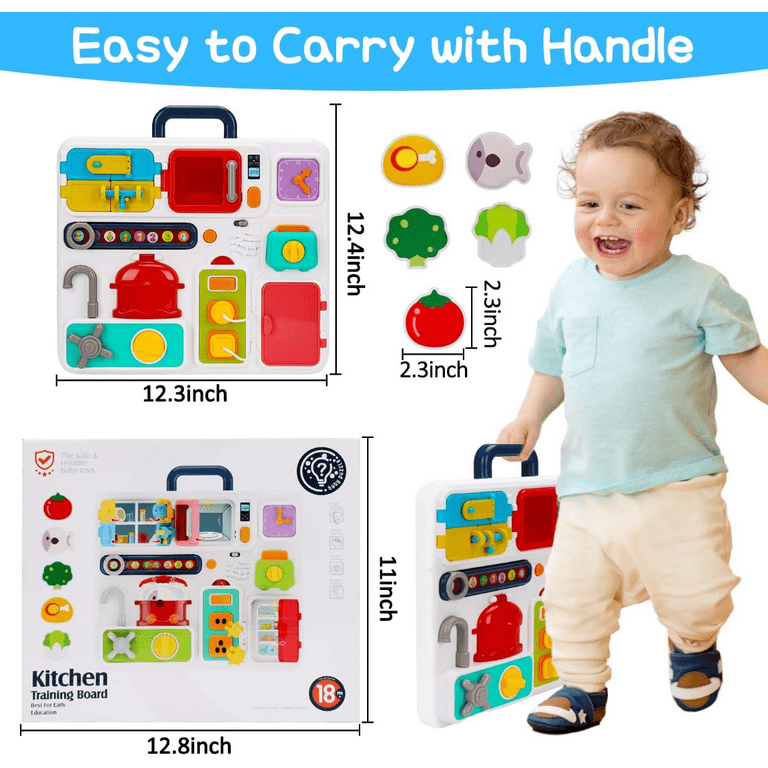 Kitchen Busy Board for Toddlers 1-3 Travel Toys Light Up Musical Baby Toys 12-18