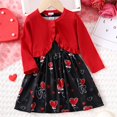 thumbnail image 2 of Valentine's Day Toddler Baby Girl Love Heart Printings Sleeveless Dress Ribbed Cardigan Two-Piece Set 9M-4Y, 2 of 5