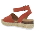 thumbnail image 3 of Soda Women Wedge Sandals Open Toe Ankle Strap Flatform Espadrilles Trim Platform Topic-S Orange 10, 3 of 3