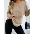 thumbnail image 6 of jinghuiyue Women Sweaters Crew Neck Long Sleeve Pullover Sweater Casual Business Ribbed Knitwear Fashion Tops M, 6 of 7