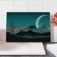thumbnail image 2 of Space Cutting Board, Night Sky on Mountain Range Forest Crescent Moon Star Cosmic Infinity Astral Graphic, Decorative Tempered Glass Cutting and Serving Board, Small Size, Teal Black, by Ambesonne, 2 of 5