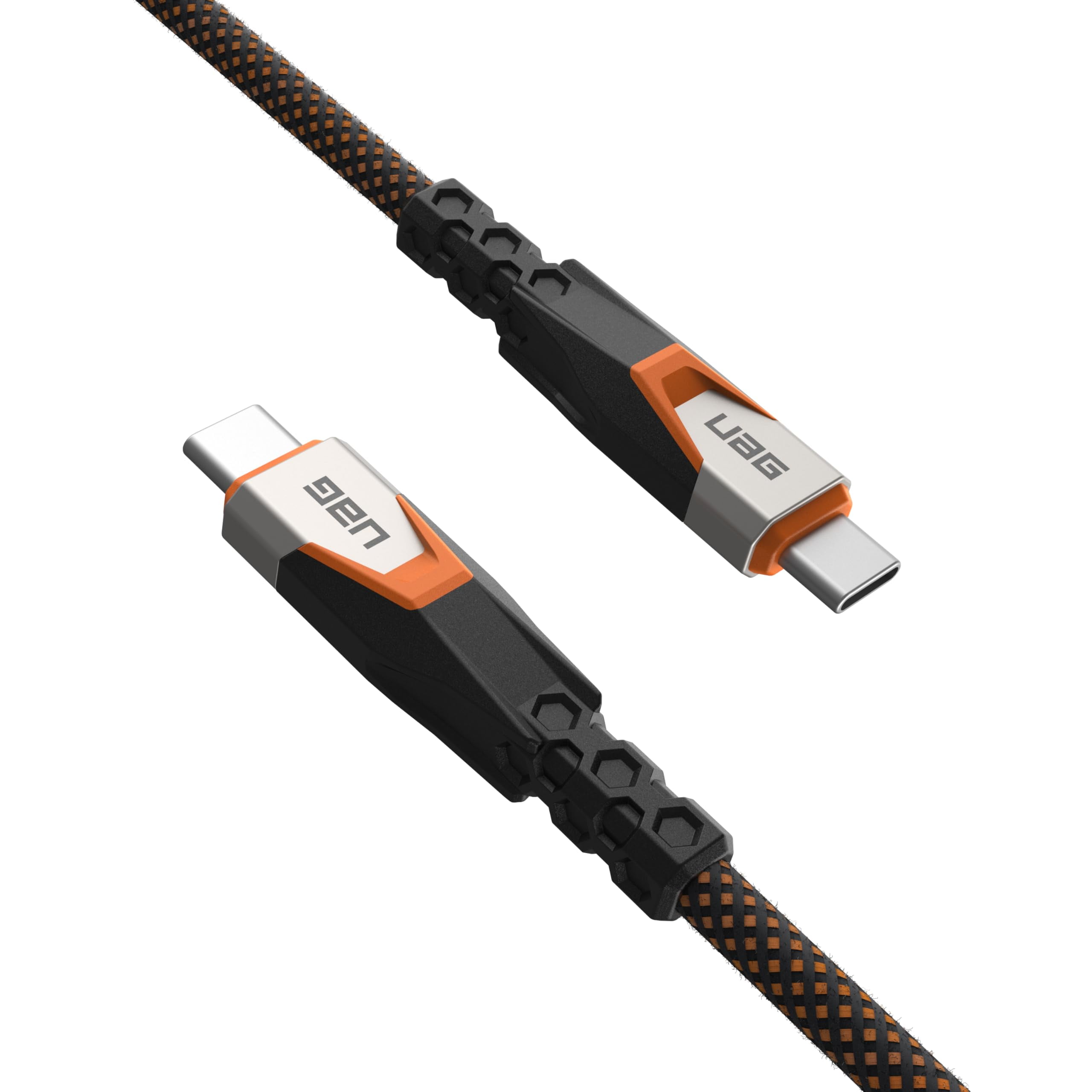 UAG SRGE USB 3.2 Gen 2 240W 20Gbps USB-C to USB-C Cable 2.5ft Rugged Reinforced SuperSpeed Fast Charging Cable with Strap Compatible with iPhone 17/16/15, Galaxy S25/S24/S23 & MacBook, Black/Orange