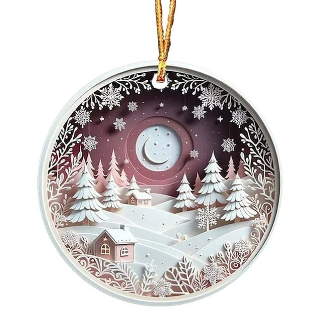 Car Christmas Decorations,Christmas Decorations for Car Christmas Acrylic Pendant Concave Textured Round Pendant Decoration Christmas Decorations for the Home,Christmas Decorations Lights