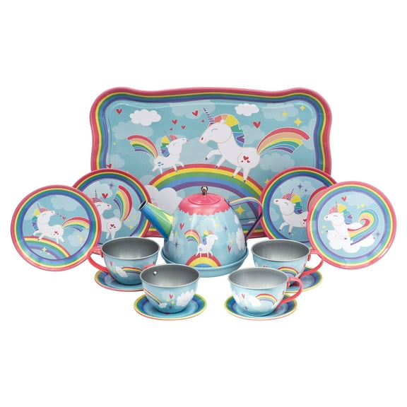 Schylling Unicorn Tin Tea Set - 15 Pieces