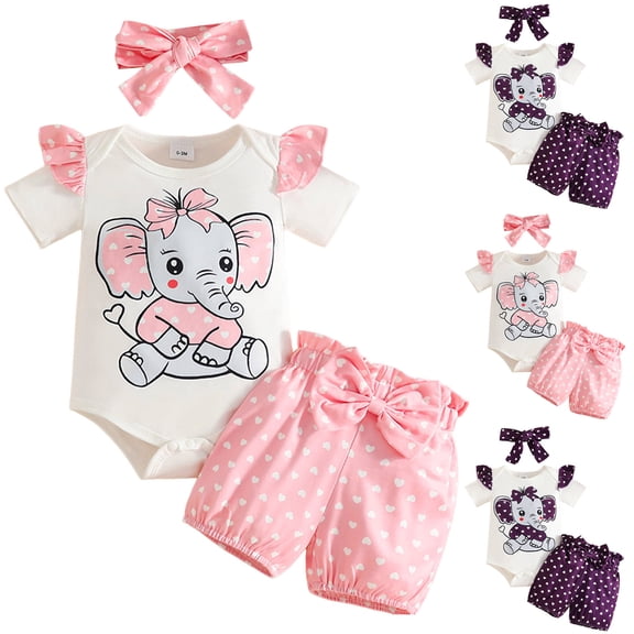 WUANDIXFA Baby Girl Clothes Girl Outfits Summer Clothes Romper Short (Purple, 12-18 Months)