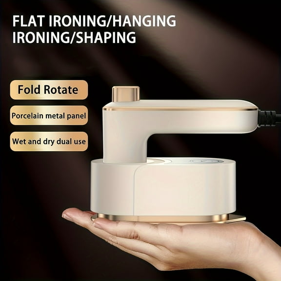 Mini Portable Folding Steam Iron - Rotates 180°, Handheld Compact Garment Steam Iron, Heats Up Fast, Compact and Easy to Store - Great for Home, College Dorms, Travel and Tight Spaces(White)