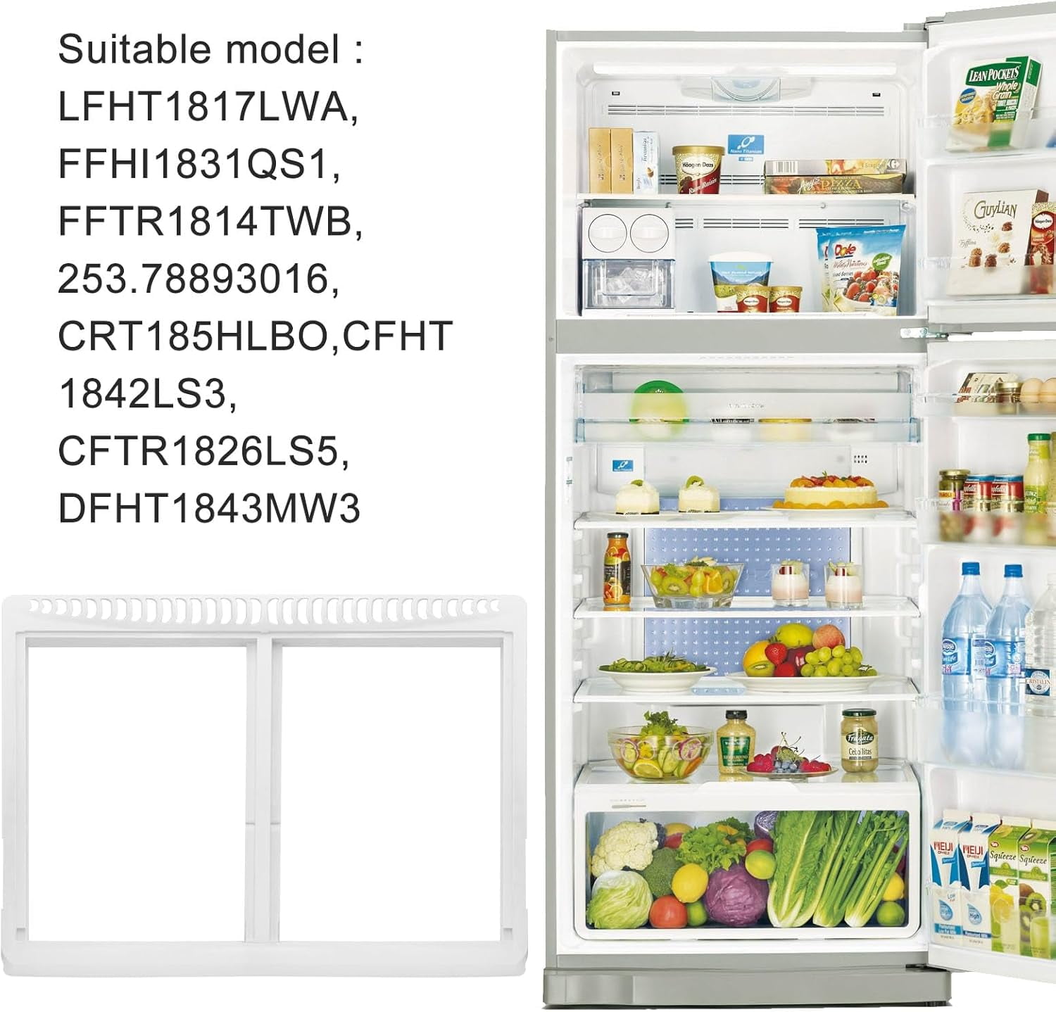 Drawer Cover Frame Compatible Crisper for Frigidaire Refrigerator Part Number 240364787 AP4432913 240364714 240364725 240364794 1512532 216979402 216995502 240364747 240364764 240364778 2363600