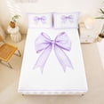 thumbnail image 2 of Erosebridal Light Purple Gingham Bow Full Size Sheets, Purple Bow Bed Sheets for Women Girls, 4-Piece, 2 of 6