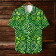 thumbnail image 5 of Hawaiian Shirt for Men Oversized St Patricks Irish Green Clover Shamrocks Printed Lapel Button Down Shirts Summer Collared Beach T Shirts Top, 5 of 8