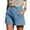 Blue, variant on Loose Retro Double Breasted Women's Denim Shorts High Waisted Casual Summer Denim Shorts with Pockets