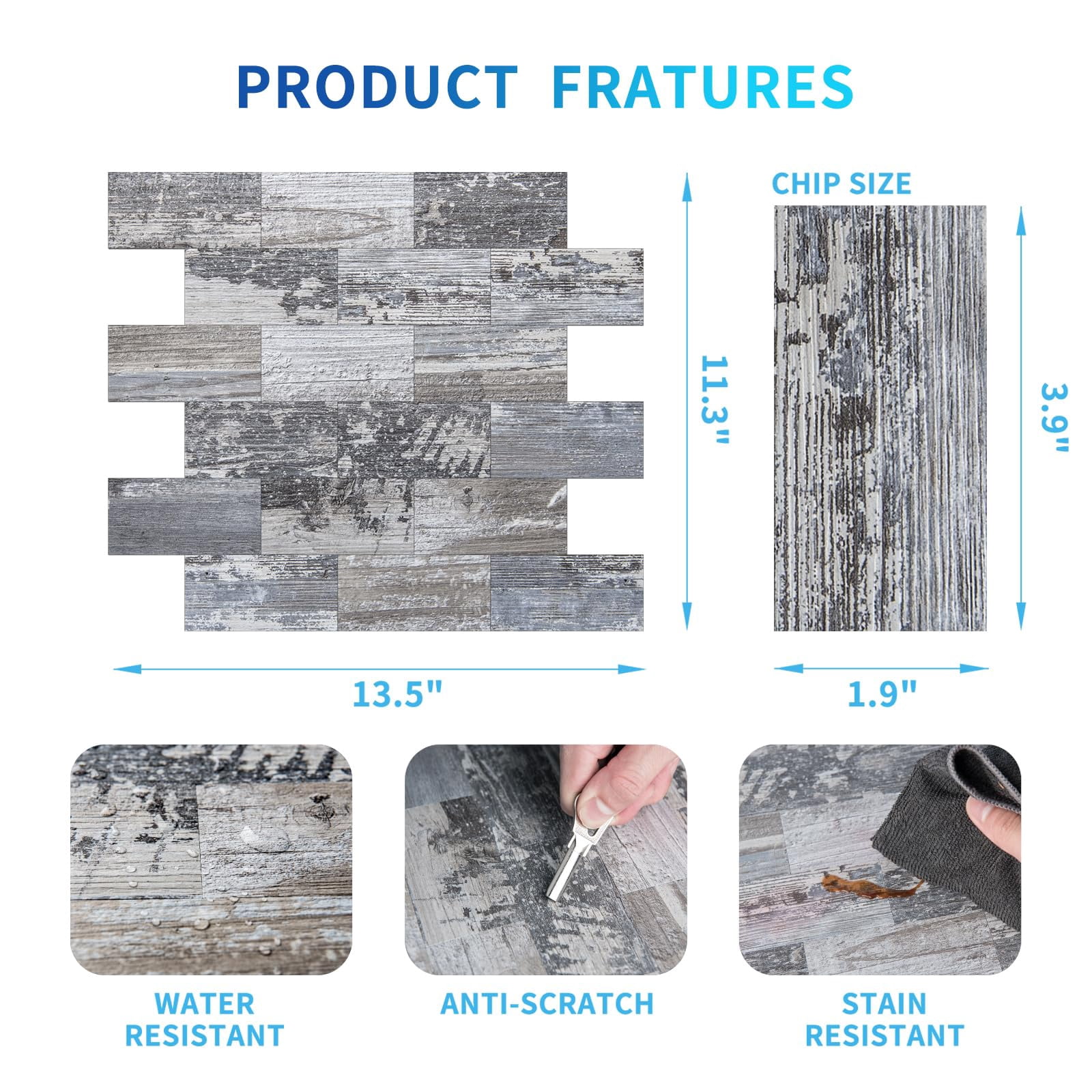 10-sheet Peel And Stick Backsplash Pvc Wall Tile  Stickon For Kitchen Backplash Bathroom Vanities Fireplace Decor Laundry Table Stair Decals In Light Rustic Plastic-sheets