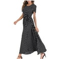 thumbnail image 2 of Wancir Womens Mini Dress Polka Dot Short Sleeve Crew Neck Flowy Swing Casual Midi, 2 of 7