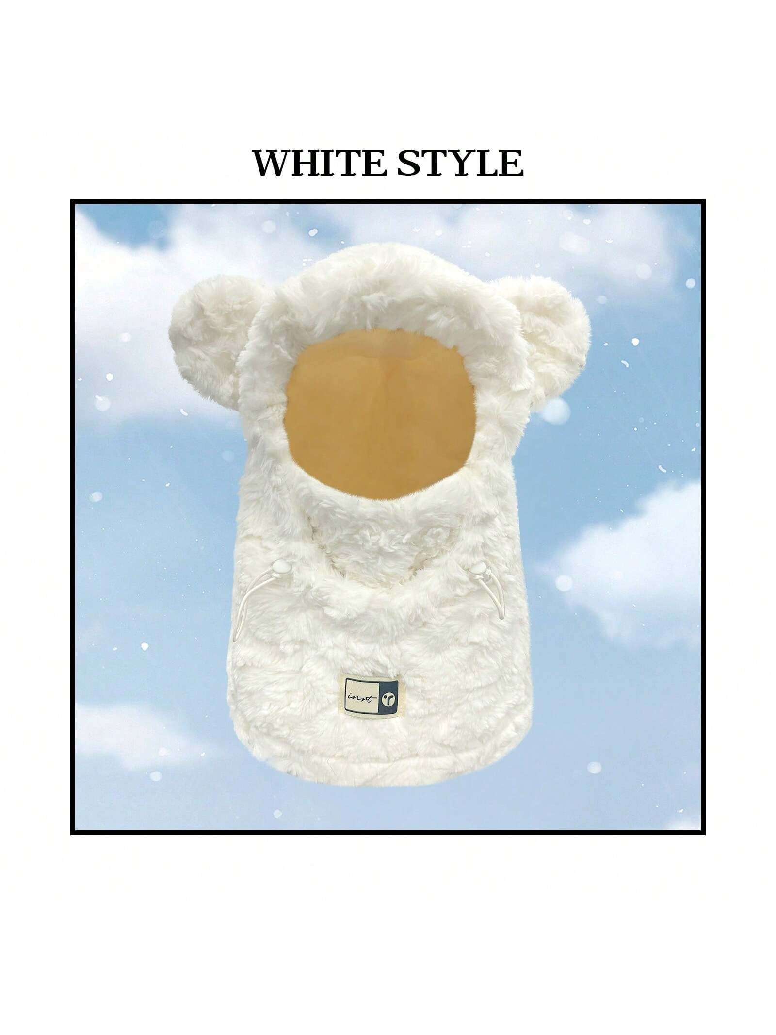 Women's Faux Fur Bear Ear Balaclava Hat Winter Warm Full-Face Cover Cute Plush Ski Mask