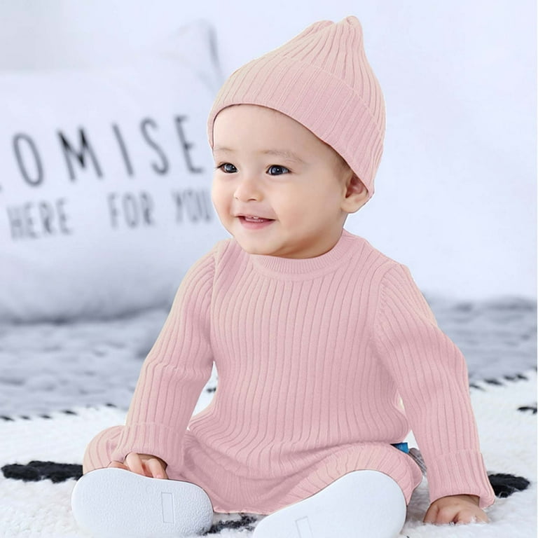 Shiningupup Baby Girls Boys Solid Autumn Ribbed Long Sleeve Knit Sweater  Headbands Set Clothes Gifts for 1 Year Old Baby Boy Outfits 18 24 Months