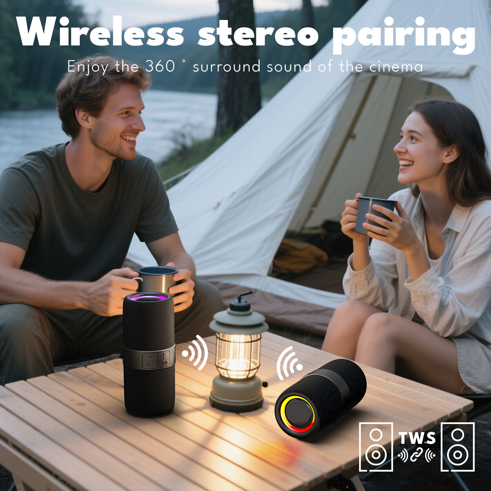 Ficcug Portable Bluetooth Speaker, Waterproof, LED Lights photo 7