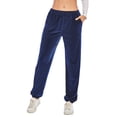 thumbnail image 4 of SHCKE Women's Casual Joggers Pants Velvet Pants Velour Sweatpants Soft Comfy Yoga Running Pants Sports Trouser Yoga Jogger Pant with Pockets and Elastic Waistband, 4 of 7