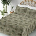 thumbnail image 3 of Ambesonne Tropical Fitted & Flat Sheet with Sham 3 Pcs Set, Continuous Exotic Foliage, Twin XL, Dark Khaki Cocoa and White, 3 of 5