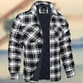 thumbnail image 4 of Brnmxoke Men's Long Sleeve Plaid Button Quilted Lined Flannel Shirt Jacket Big and Tall Mens Winter Warm Coats with Pockets Black,S, 4 of 5
