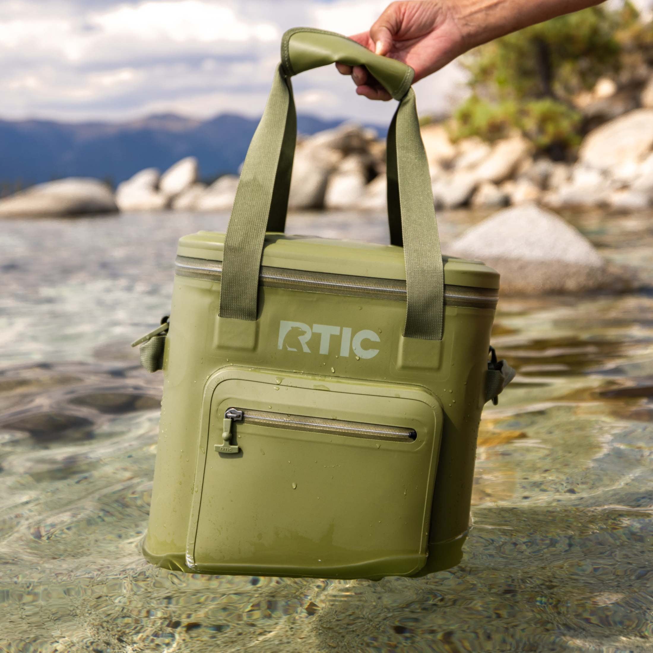 RTIC 20 Can Ultra-Tough Soft Cooler Pro, Leakproof Cooler, Waterproof Zipper, Olive