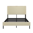 thumbnail image 5 of Harper & Bright Designs King Size Velvet Platform Bed with Headboard, Metal Platform Bed Frame with Charging Station, Beige, 5 of 10