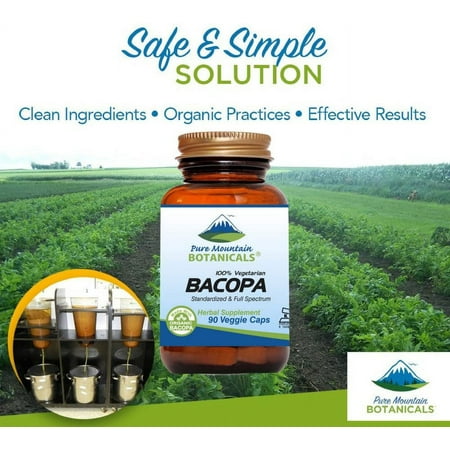 Bacopa Monnieri Capsules - 90 Vegan Caps with Organic Bacopa & Standardized Bacopa Extract