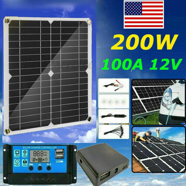 200W Watt Mono Solar Panel Kit 30A Controller 12V Battery Charger Caravan Camp