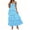 White-blue, variant on Spaghetti Strap Womens Floral Print Maxi Dresses Casual Sleeveless Ruffle Flowy Tiered Dress