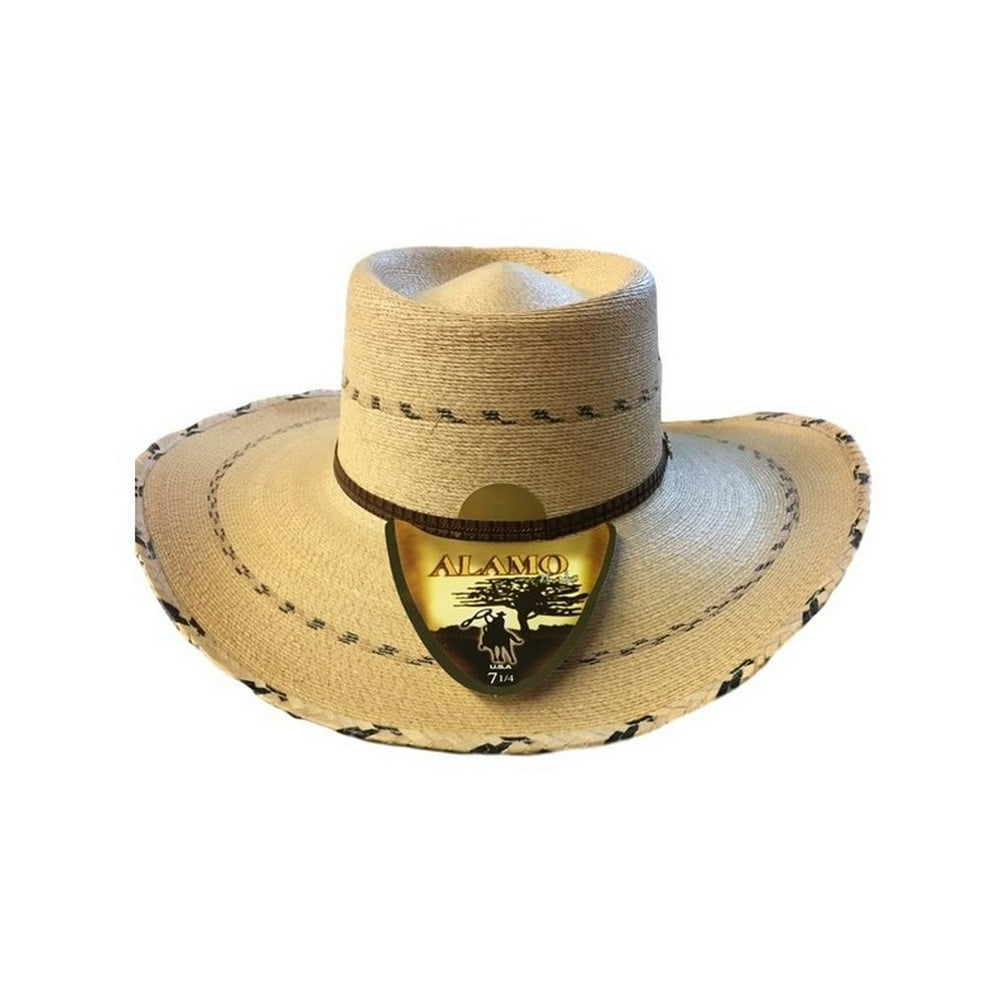Alamo Alamo Cowboy Hat Adult Palm Leaf Flat Brim Open Crown Tan 28174