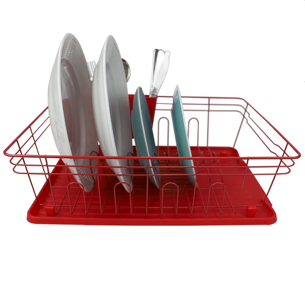 Home Basics Dish Drainer Deluxe, Red 