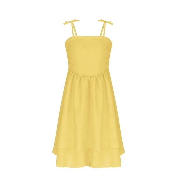 Girl's A-Line Dresses, Summer Formal Flowy Ruffle Dress Cute a Line Spaghetti Strap Knee Length Layered Dresses Child Short Dress Yellow 9-10Y - Walmart Business Supplies Girl's A-Line Dresses, Summer Formal Flowy Ruffle Dress Cute a Line Spaghetti Strap Knee Length Layered Dresses Child Short Dress Yellow 9-10Y - Walmart Business Supplies