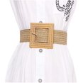 thumbnail image 1 of Cinturón de vestir flaco para mujer, cinturón de hebilla de madera con banda elástica tejida de paja a la moda MFZFUKR HMHZ553-1, 1 of 6