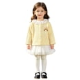 thumbnail image 3 of Gubotare Baby Cardigan Baby Girls Cotton Cardigan Long Sleeve Kid Button Sweater Girl Crew Neck Cardigans Uniform Sweater 12 18 Months (Light Yellow,12-18 Months), 3 of 8