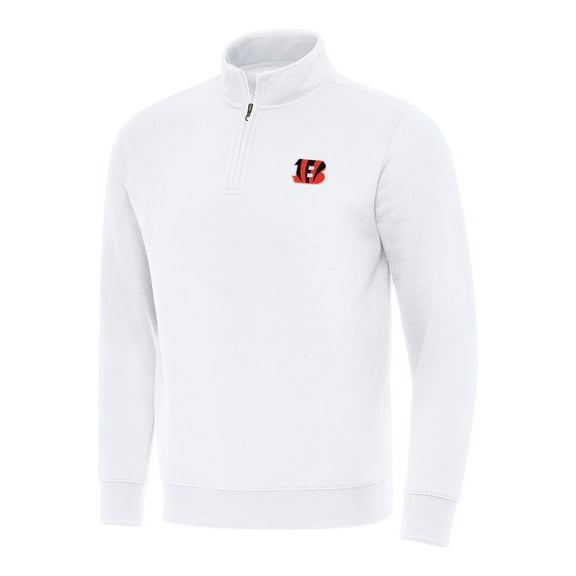 Men's Antigua White Cincinnati Bengals Victory Quarter-Zip Pullover Top