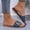 Navy, variant on Fnooota Women's Flat Sandals, Non-slip Open Toe Slip On Fashion Summer Shoes Brown Size 9