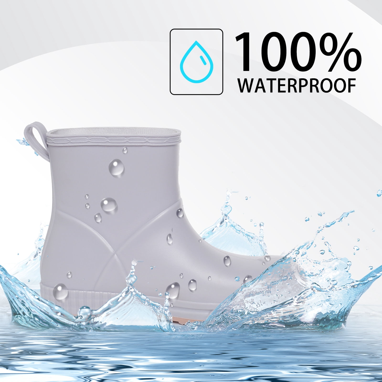 Lcamaw Rain Boots for Women & Men, Lightweight Waterproof Short Rubber Boots, Anti-Slip Mud Garden Boots Chelsea Ankle Rain Boots with Comfortable Insoles for Outdoor Work