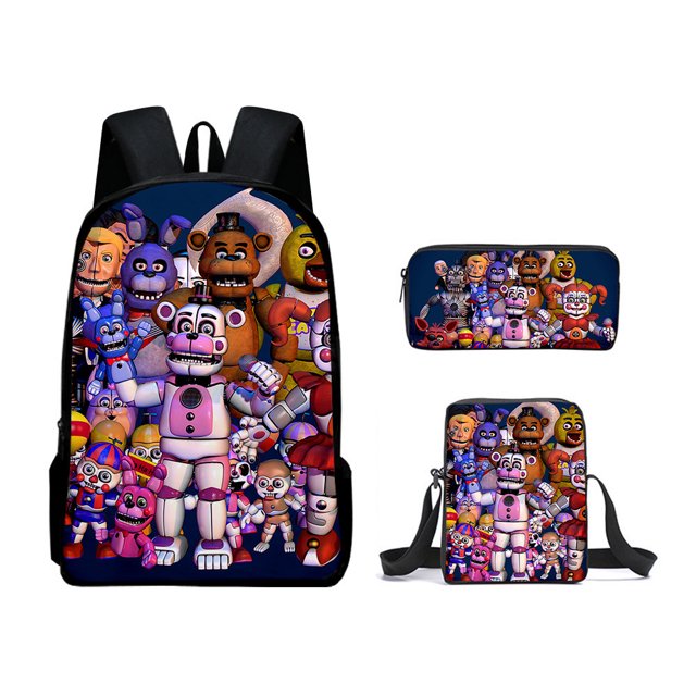 School Backpack With Lunch Box And Pencil Case, Fashion Printed Travel Bag Three-piece SetHEFEI