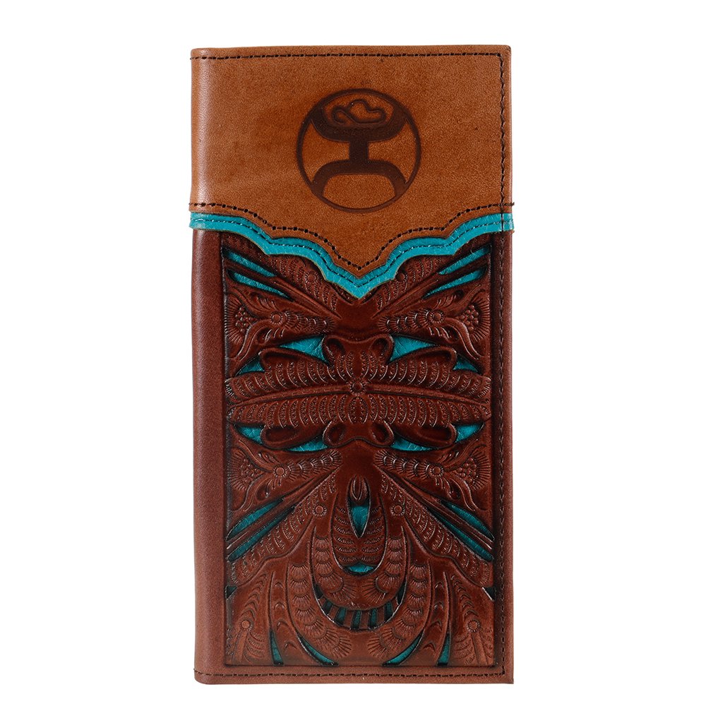 Hooey Hooey Brand Mens Hooey Signature Tooled Rodeo Wallet Tan