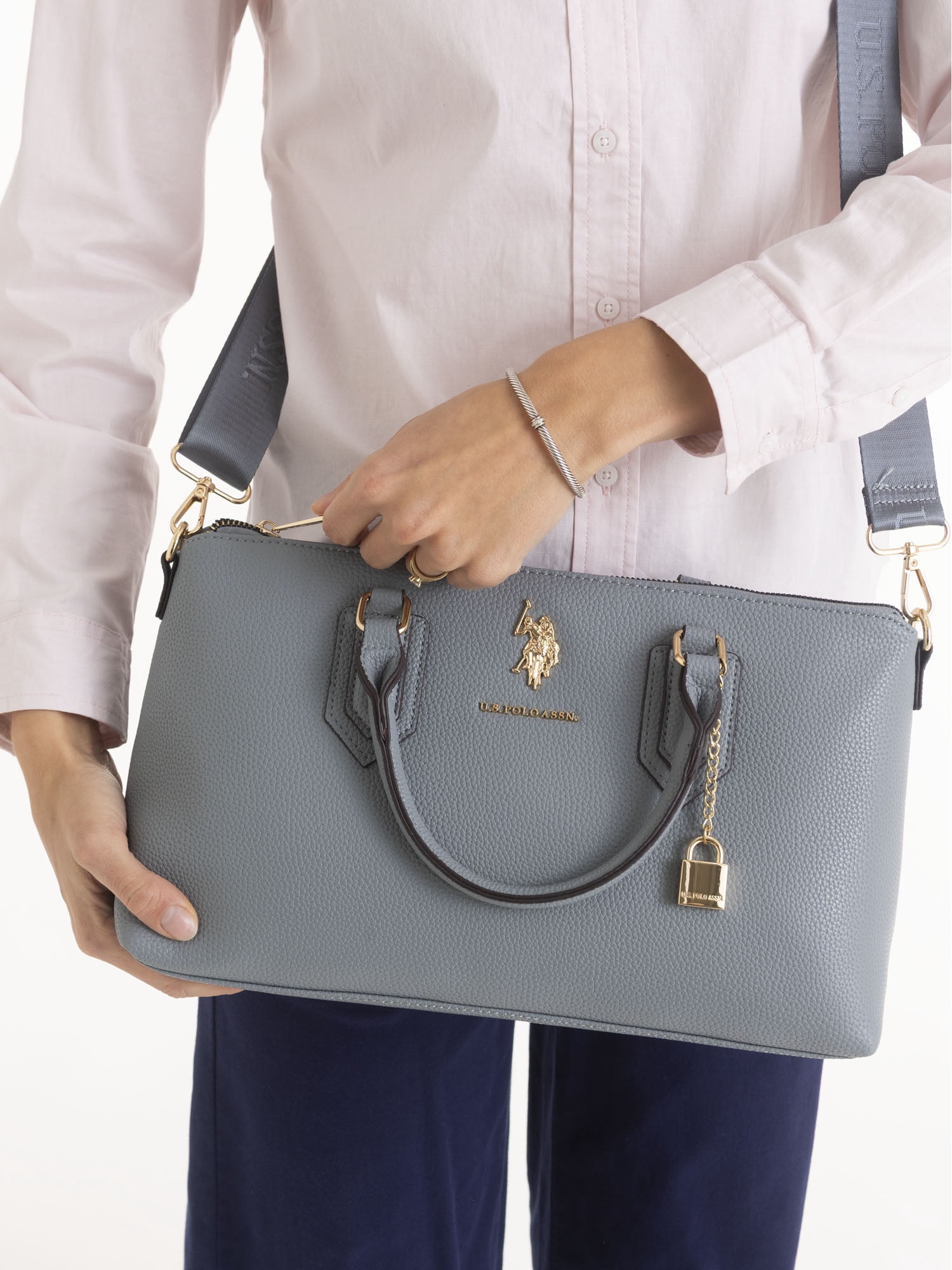 U.S. Polo Assn. Women's Lock Satchel, Dusty Blue