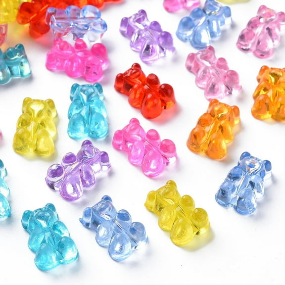 Transparent Acrylic Beads Bear Mixed Color