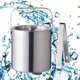 thumbnail image 5 of Cubeta de hielo Cubitera de material acero inoxidable con pinzas para , manija de transporte cómoda, de bebidas aislada de doble pared para cócteles , B, 5 of 9